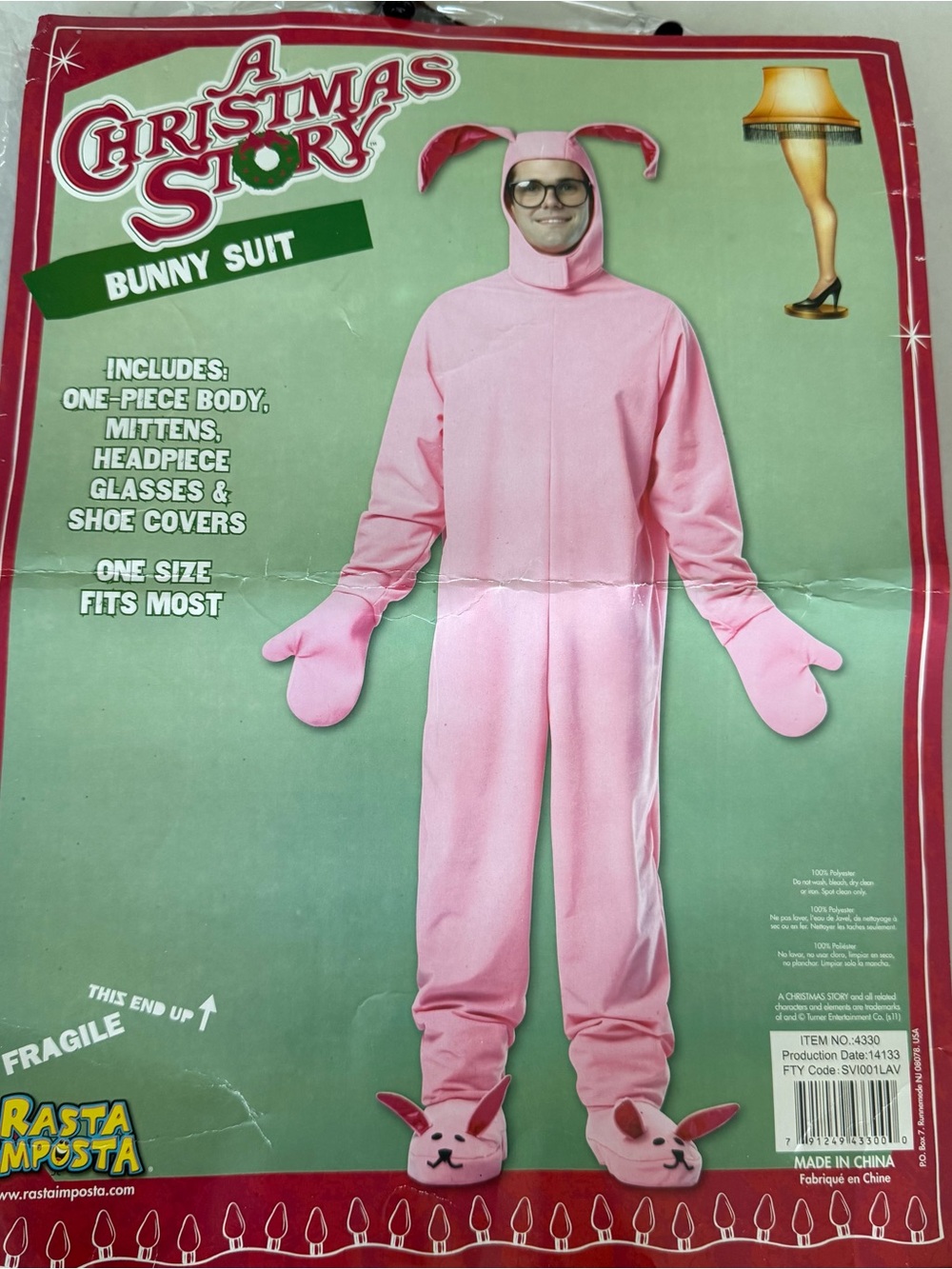 A Christmas Story Pink Bunny Suit Halloween Costume OS New